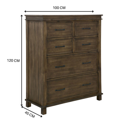 Lily 4pc King Bed Suite Bedside Tallboy Bedroom Furniture Package - Rustic Grey