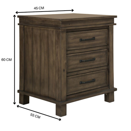 Lily 4pc King Bed Suite Bedside Tallboy Bedroom Furniture Package - Rustic Grey