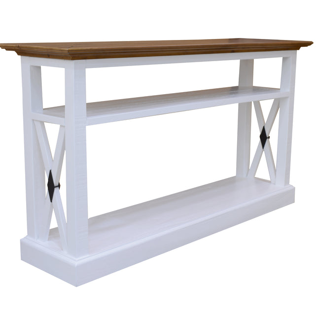 Beechworth Console Hallway Entry Table 140cm Solid Pine Wood Hampton - Grey