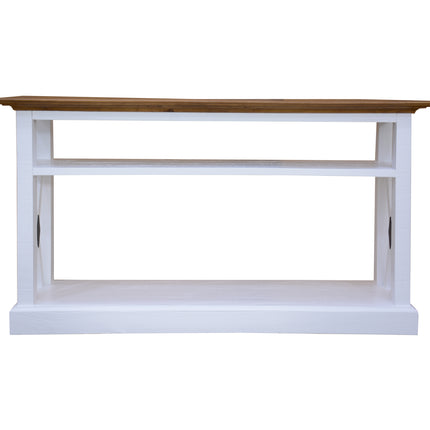 Beechworth Console Hallway Entry Table 140cm Solid Pine Wood Hampton - Grey