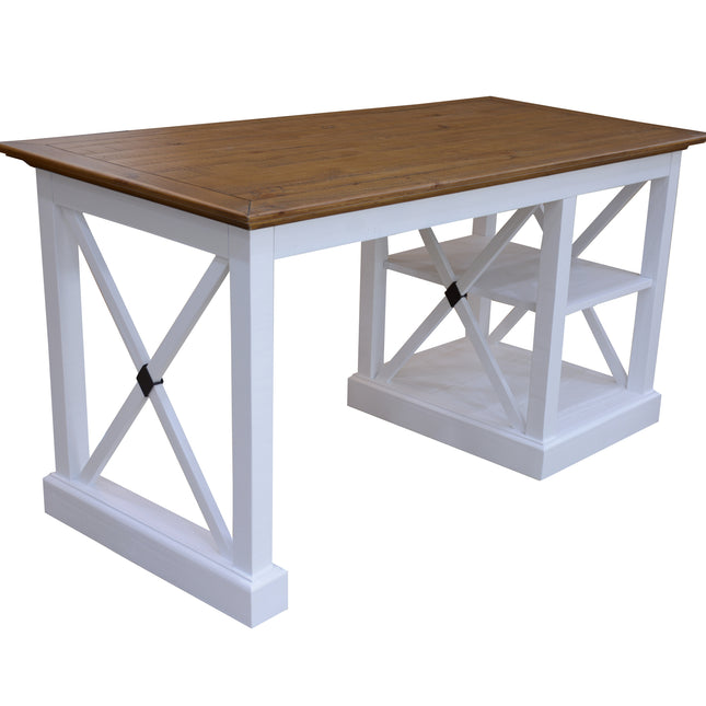 Beechworth Study Computer Desk 150cm Office Executive Table Pine Wood - Grey