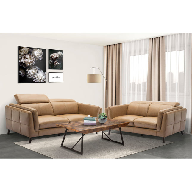 Quince 2 Seater Sofa Genuine Leather Upholstered Coach Lounge