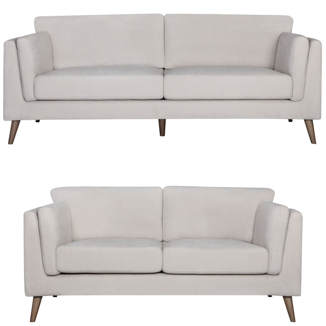 Nooa 2 + 3 Seater Sofa Set Fabric Uplholstered Lounge Couch - Stone