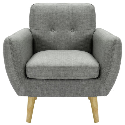 Dane Single Seater Fabric Upholstered Sofa Armchair Lounge Couch - Mid Grey