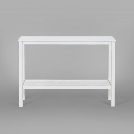 Jasmine Console Hallway Entry Table 110cm Mindi Timber Wood Rattan  - White