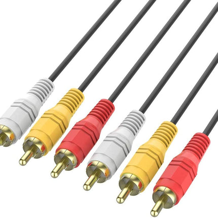1.5M 3 RCA 3RCA L + R + V Composite AV Audio Video Cable Gold Male Plated M/M
