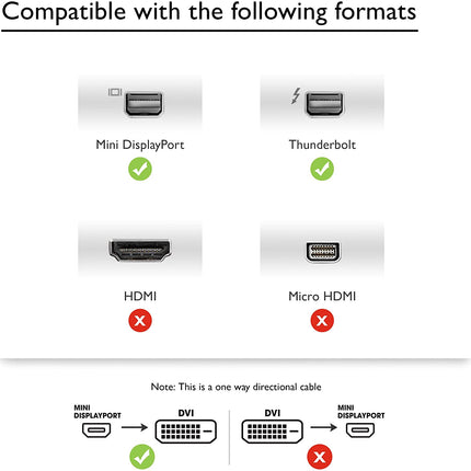 6FT 1.8M Mini Display Port Displayport To 24+1 DVI male Adapter Macbook Air Pro