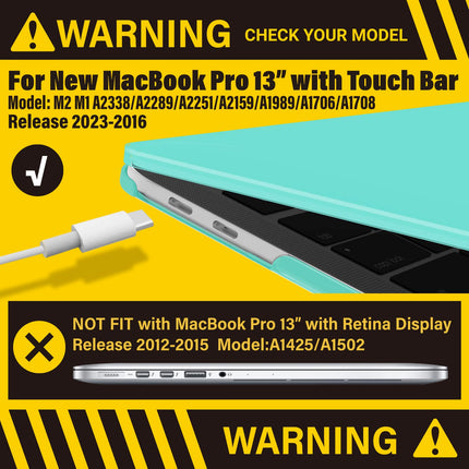 Turquoise MacBook Pro 13 Inch Case 2016-2023 M1 M2 A2338 A2289 A2251 A2159 Hard Shell Case Keyboard Cover