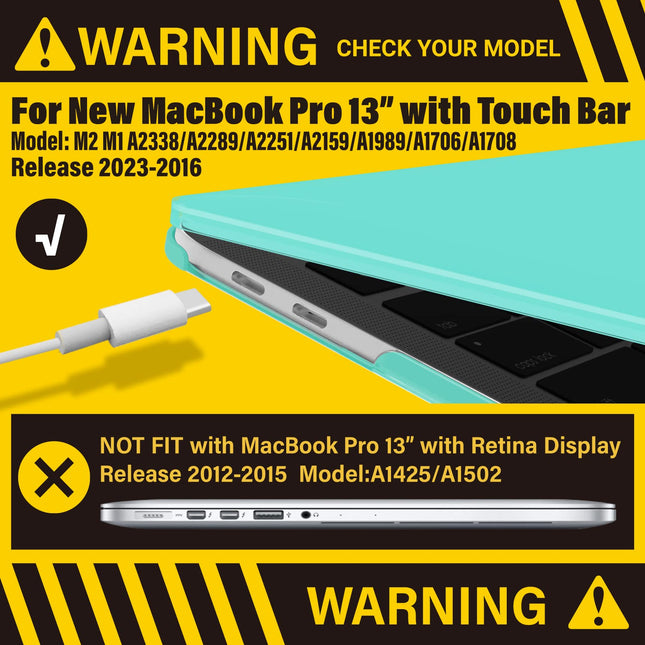 Turquoise MacBook Pro 13 Inch Case 2016-2023 M1 M2 A2338 A2289 A2251 A2159 Hard Shell Case Keyboard Cover