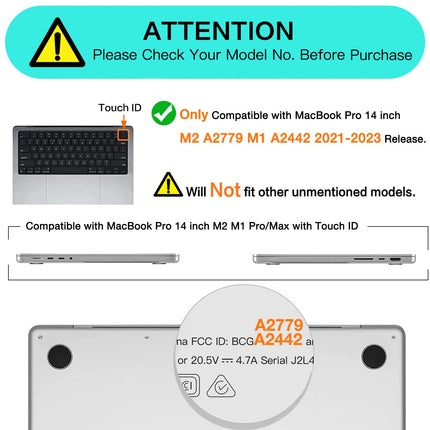 Suitable for  MacBook Pro 14 Max Inch Case 2023 2022 2021 M2 A2779 M1 A2442 Hardshell Case Keyboard Cover Grey
