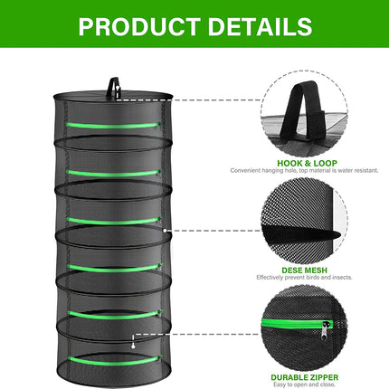 6-Layer 120cm Foldable Herb Vegetable Fruit Drying Dehydrating Rack Mesh Hanging Dryer