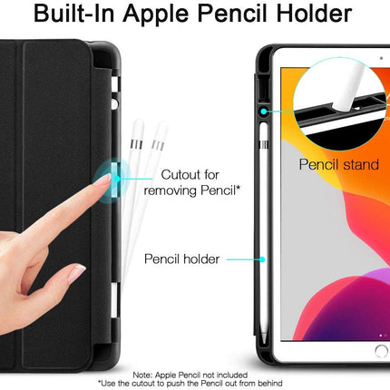 IPad 10.2 2019 7th Pencil Holder Slim Smart TPU Soft Edge Case Black