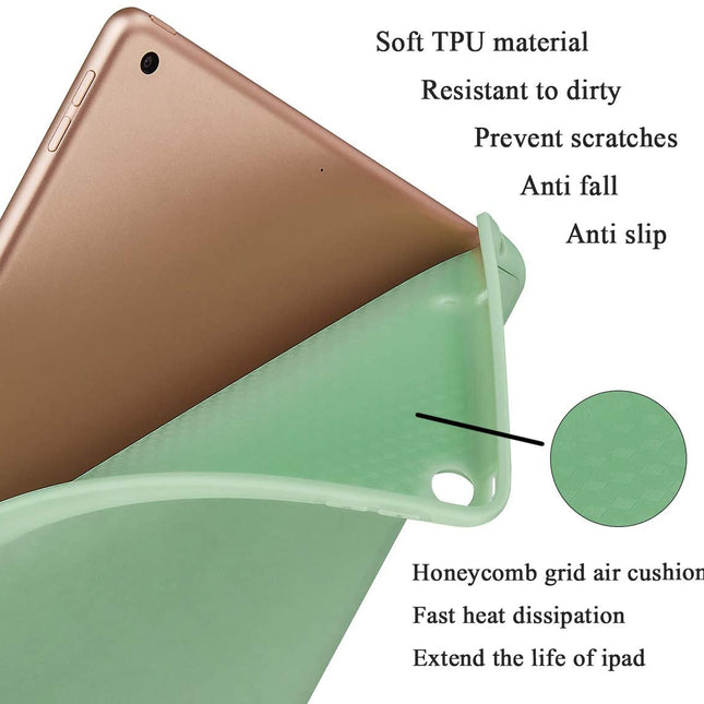 IPad 10.2 2019 7th Pencil Holder Slim Smart TPU Soft Case Green