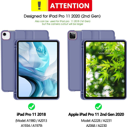 iPad Pro 11 Inch 2020 Soft Tpu Smart Premium Case Auto Sleep Wake Stand Cover Pencil holder Purple