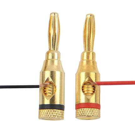 2X Banana Plugs 24K Audio Jack Connector for Speaker stereo Cable Black& Red