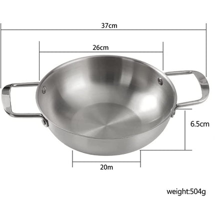 26cm seafood Silver Paella Pan with Riveted Chrome Plated Handles Dishwasher Safe