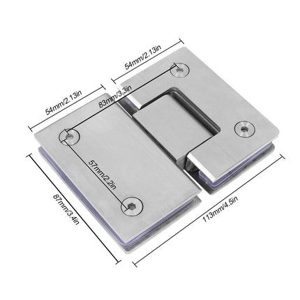 Shower Glass Door Gate Hinge 304 Stainless Steel 180 Degrees Polished Chrome Finish