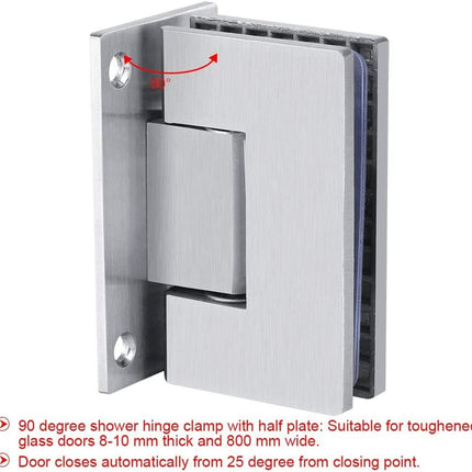 90 Degree Glass Door Cupboard Showcase Cabinet Clamp Glass Shower Doors Hinge 304 Steel