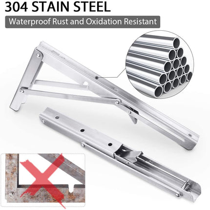 2PCS 14inch Steel Wall Mounted Folding Triangle Angle Shelf Support Bracket Rack
