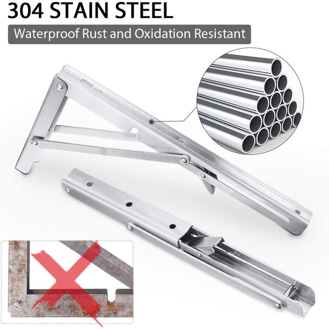 2PCS 12inch Steel Wall Mounted Folding Triangle Angle Shelf Support Bracket Rack