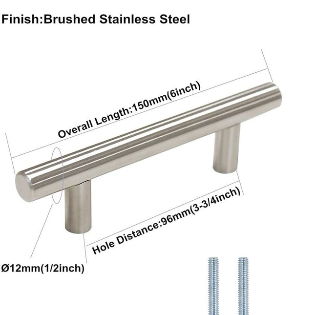 Brushed Stainless steel Kitchen Door Cabinet Drawer Handle Pulls 96MM