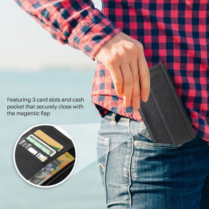 For iPhone 14 Case iCoverLover Black Genuine Cow Leather Wallet Folio Cover