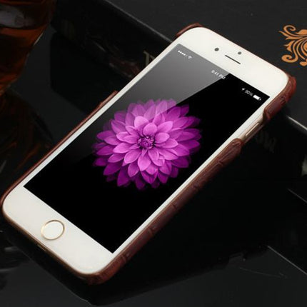 For iPhone SE 5G (2022), SE (2020) / 8 / 7 Case, Dark Brown Crocodile Pattern Genuine Leather Protective Shell