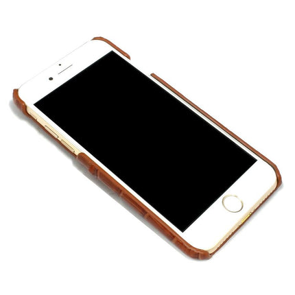 For iPhone SE 5G (2022), SE (2020) / 8 / 7 Case, Light Brown Crocodile Pattern Genuine Leather Protective Shell