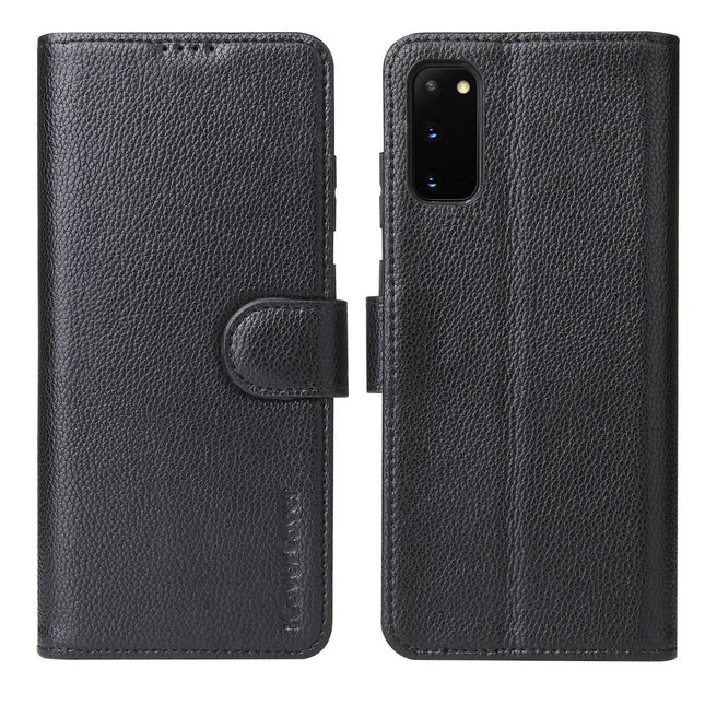 For Samsung Galaxy S20 Case iCoverLover Genuine Cow Leather Wallet Cover Black