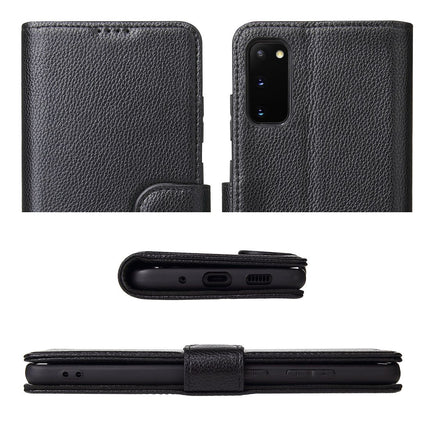 For Samsung Galaxy S20 Case iCoverLover Genuine Cow Leather Wallet Cover Black