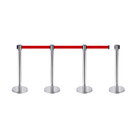 Retractable Queue Crowd Control Barriers | Silver Pole Red Belt