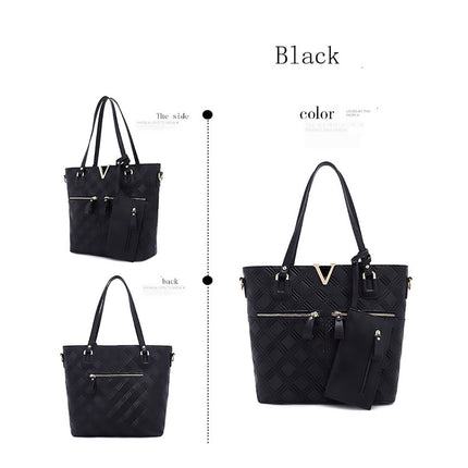 Fashionable BLACK Ladies bags, Elegant PU Plaid , Two pieces with inside small wallet