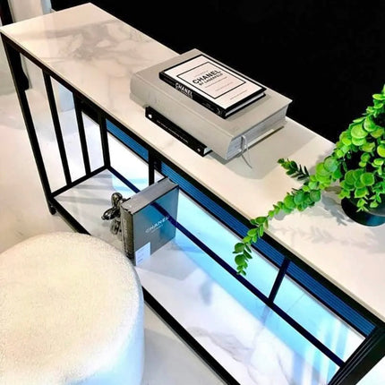 Interior Ave - Bronte Dual Layer Marble Stone Console - Marble & Black