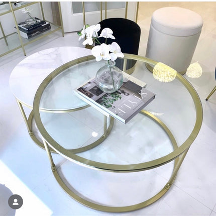 Interior Ave - Elle Luxe - Marble & Gold Nested Coffee Table