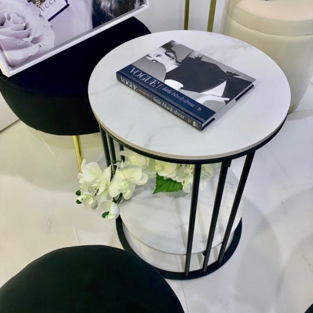 Interior Ave - Cleo Black Two Shelf Stone Side Table