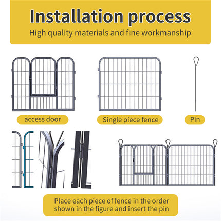 Heavy Duty Comfortable Pet Dog Game Fence Foldable 6 Panel Metal Dog Fence Black
