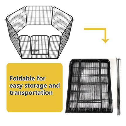 Heavy Duty Comfortable Pet Dog Game Fence Foldable 6 Panel Metal Dog Fence Black