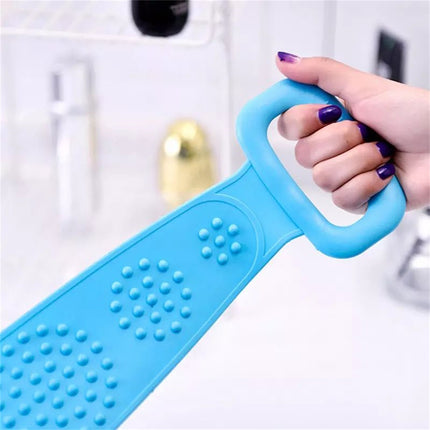 A+Living Bath Towel Silicone Exfoliating Back Scrub Strap Body Shower Brush Wash Purple