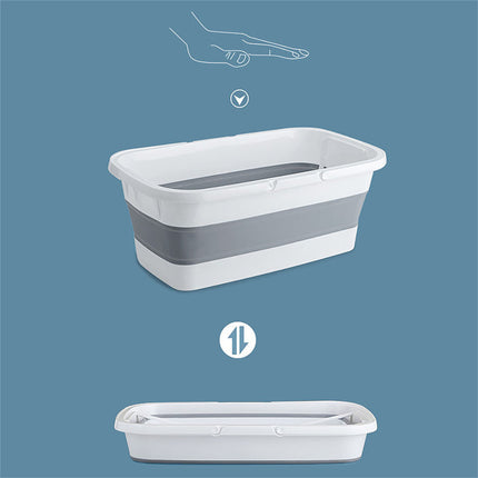 Cleanix Silicone Folding Bucket Household Mop Outdoor Portable Plastic Bucket Grey Blue