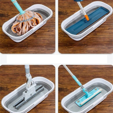 Cleanix Silicone Folding Bucket Household Mop Outdoor Portable Plastic Bucket Grass Green