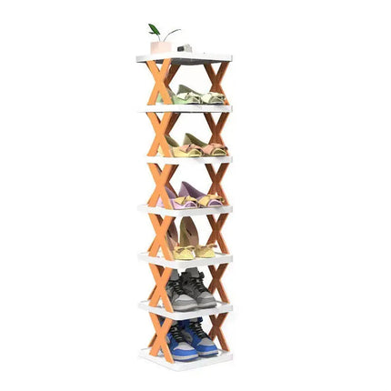 A+Living Folding Shoe Rack Household Doorway Balcony Simple Perforate 7 Layer Shoe Rack