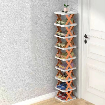 A+Living Folding Shoe Rack Household Doorway Balcony Simple Perforate Multi Layer Orange