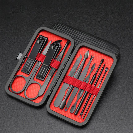 A+Living Stainless Steel Black 11Pcs Nail Clipper Set Manicure Tool Nail Clipperg