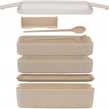 Cookingstuff 3-Layer Bento Box Students Lunch Box Eco-Friendly Leakproof 900ml Food Container