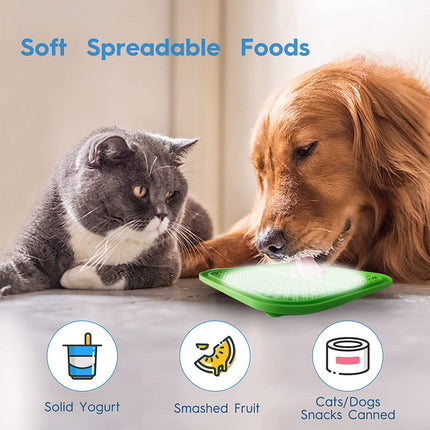 Pawfriends 4in1 Silicone Pet Lick Mat Cat Puppy Dog Slow Feeder Grooming Helper Mat Green