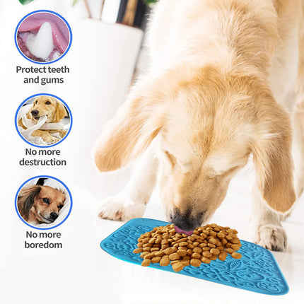 Pawfriends Asphyxia-resistant Silicone Dog Pet Lick Mat Slow Feeder Grooming Helper Blue