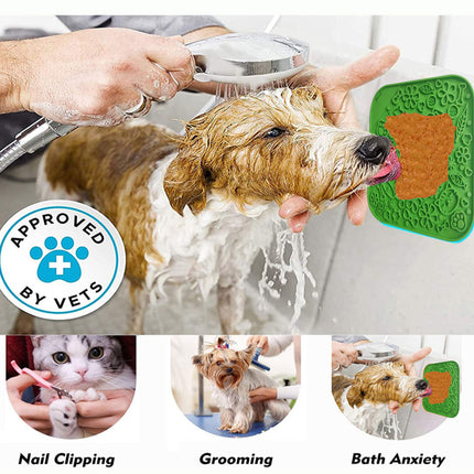 Pawfriends Asphyxia-resistant Silicone Dog Pet Lick Mat Slow Feeder Grooming Helper Green
