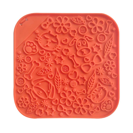 Pawfriends Asphyxia-resistant Silicone Dog Pet Lick Mat Slow Feeder Grooming Helper Orange