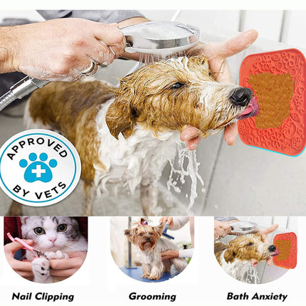 Pawfriends Asphyxia-resistant Silicone Dog Pet Lick Mat Slow Feeder Grooming Helper Orange