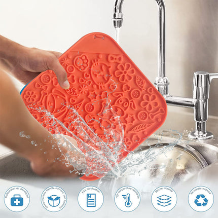 Pawfriends Asphyxia-resistant Silicone Dog Pet Lick Mat Slow Feeder Grooming Helper Orange